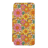 Retro Daisy Smile Pattern Incipio iPhone Geldbeutel-Hülle (Folio Vorderseite)
