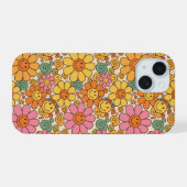 Retro Daisy Smile Pattern iPhone 15 Hülle (Rückseite (Horizontal))