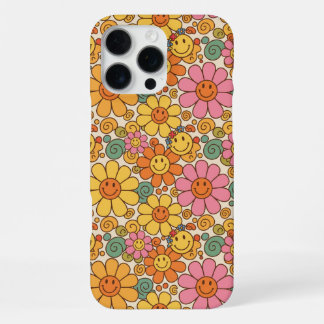 Retro Daisy Smile Pattern iPhone 16 Pro Max Hülle