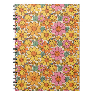 Retro Daisy Smile Pattern Notizblock