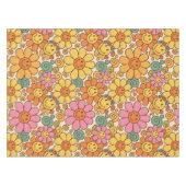 Retro Daisy Smile Pattern Tischdecke (Vorderseite (Horizontal))