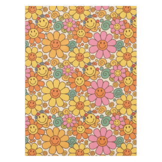 Retro Daisy Smile Pattern Tischdecke
