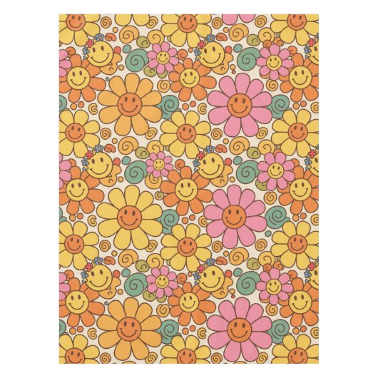 Retro Daisy Smile Pattern Tischdecke (Vorderseite)