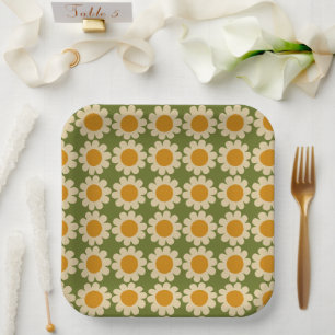 Retro Daisy Spring floral Pappteller