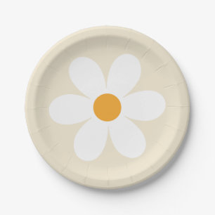 Retro daisy tan boho pappteller