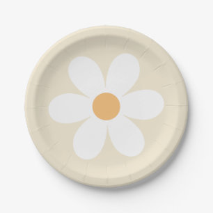 Retro daisy tan boho pappteller