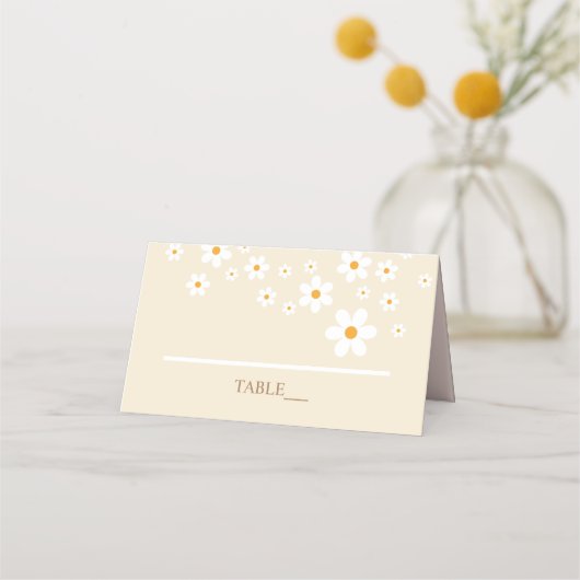 Retro Daisy Tan Platzkarte (Vorderseite)