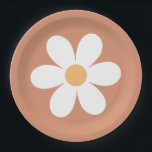 Retro Daisy Terracotta Pappteller<br><div class="desc">Groovy One Retro Sunshine Rainbow Daisy inspirierte die Teller der ersten Geburtstagsparty.</div>