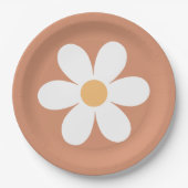 Retro Daisy Terracotta Pappteller (Vorderseite)