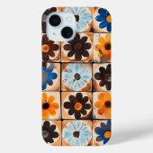 Retro Daisy Tile Pattern Handy Case (Rückseite)