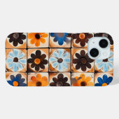 Retro Daisy Tile Pattern Handy Case (Rückseite (Horizontal))