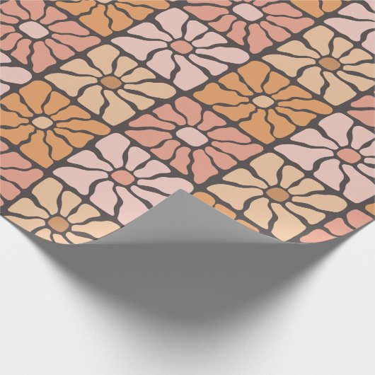 Retro Daisy Tiles Geschenkpapier (Ecke)