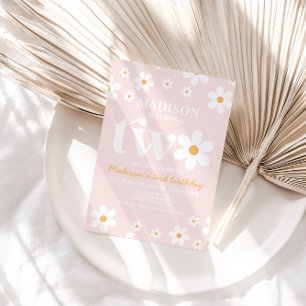 Retro Daisy Two floral 2. Geburtstag Einladung