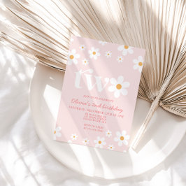 Retro Daisy Two floral 2. Geburtstag Einladung