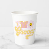 Retro Daisy Two Groovy Paper Cups Pappbecher (Rückseite)