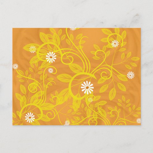 Retro Daisy und Gelbfärbung über Orange Postkarte (Vorderseite)