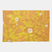 Retro Daisy und Gelbmöbel über Orange Geschirrtuch (Horizontal)