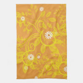 Retro Daisy und Gelbmöbel über Orange Geschirrtuch (Vertikal)
