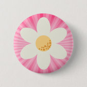 Retro Daisy und Pink Sunburst Boho Button (Vorderseite)