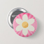 Retro Daisy und Pink Sunburst Boho Button (Vorne & Hinten)