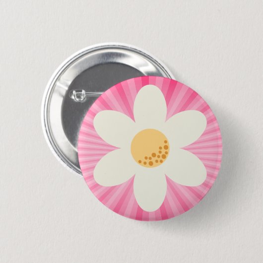 Retro Daisy und Pink Sunburst Boho Button (Vorne & Hinten)