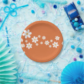 Retro Daisy verbranntes orangefarbenes Brautparty Pappteller (Party)