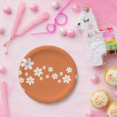 Retro Daisy verbranntes orangefarbenes Brautparty Pappteller (Party)