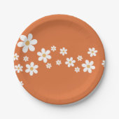 Retro Daisy verbranntes orangefarbenes Brautparty Pappteller (Vorderseite)