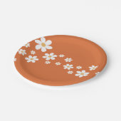 Retro Daisy verbranntes orangefarbenes Brautparty Pappteller (Schrägansicht)