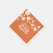 Retro Daisy verbranntes orangefarbenes Brautparty Serviette (Ecke)