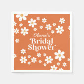 Retro Daisy verbranntes orangefarbenes Brautparty Serviette (Vorderseite)