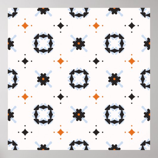 Retro Daisy Vintages Muster Handgezogenes Muster,  Poster (Vorne)