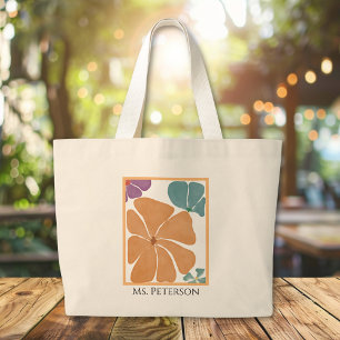 Retro Daisy Watercolor Teacher Tote Bag Jumbo Stoffbeutel