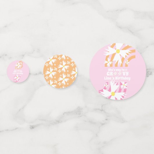 Retro Daisy Way Two Groovy Rainbow Party Konfetti (Rückseiten)