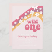 Retro daisy Wild Ein boho blumengeschmack Erstgebu Einladung (Vorne/Hinten)