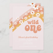 Retro daisy Wild Ein boho blumengeschmack Erstgebu Einladung (Vorne/Hinten)