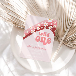 Retro daisy Wild Ein boho floraler erster Geburtst Einladung