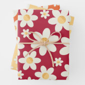 Retro Daisy Wrapping Paper Sheets | Groovy Floral Geschenkpapier Set (Beispiel)