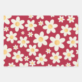 Retro Daisy Wrapping Paper Sheets | Groovy Floral Geschenkpapier Set (Vorderseite)