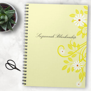Retro Daisy Yellow Filigree Border Personalisiert Notizblock