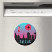 Retro Dallas City Texas Skyline City Souvenir Magnet (In Situ (Geschirrspüler))