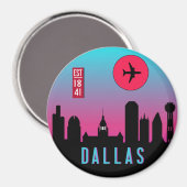 Retro Dallas City Texas Skyline City Souvenir Magnet (Vorderseite/Rückseite)