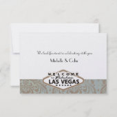 Retro Damask Floral Las Vegas Wedding RSVP (Rückseite)
