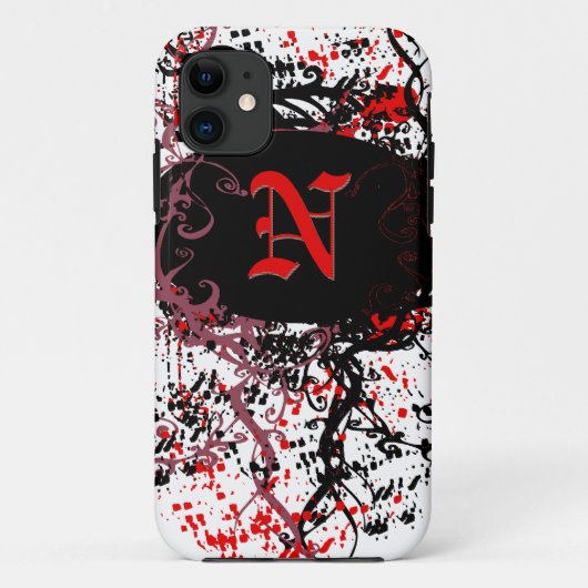 Retro Damask Muster mit Monogram Letter N Case-Mate iPhone Hülle (Rückseite)