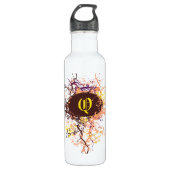 Retro Damask Muster mit Monogram Letter Q Trinkflasche (Vorderseite)