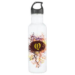 Retro Damask Muster mit Monogram Letter Q Trinkflasche