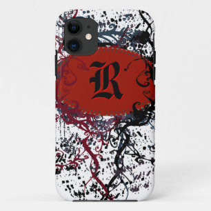 Retro Damask Muster mit Monogram Letter R iPhone 11 Hülle