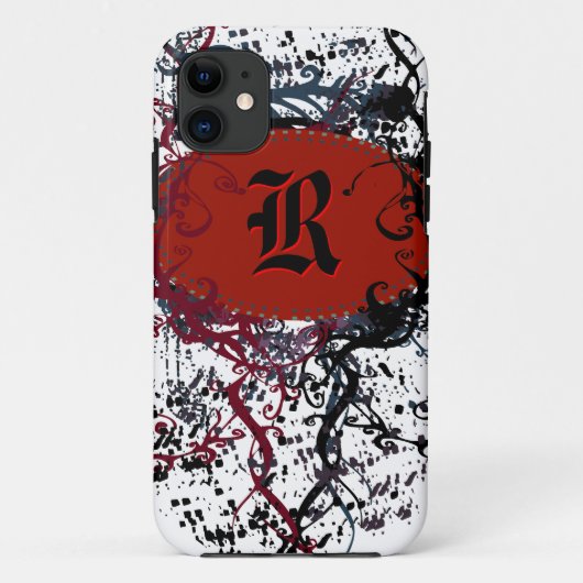 Retro Damask Muster mit Monogram Letter R Case-Mate iPhone Hülle (Rückseite)