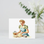 Retro-Dame backt Postkarte (Stehend Vorderseite)