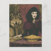 Retro-Dame genießt Pie mit dem Wolf Postkarte (Vorderseite)